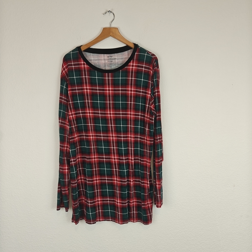 Little Sleepies Fireside Plaid Holiday red and green pajama shirt Sz XL Men's